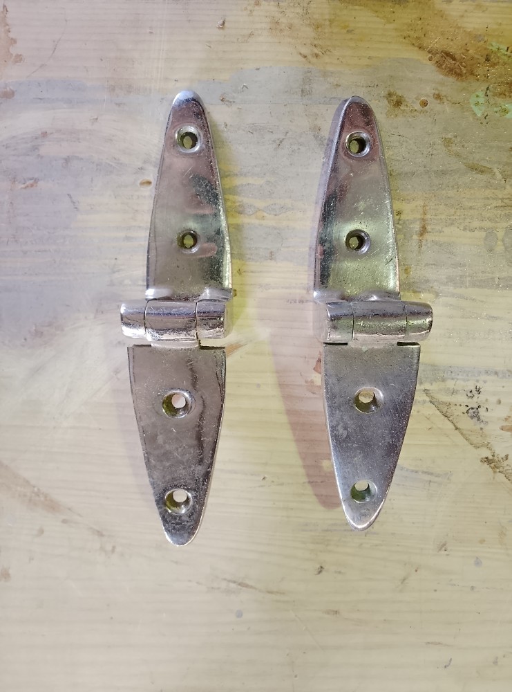 image of a pair of chromed hatch hinges