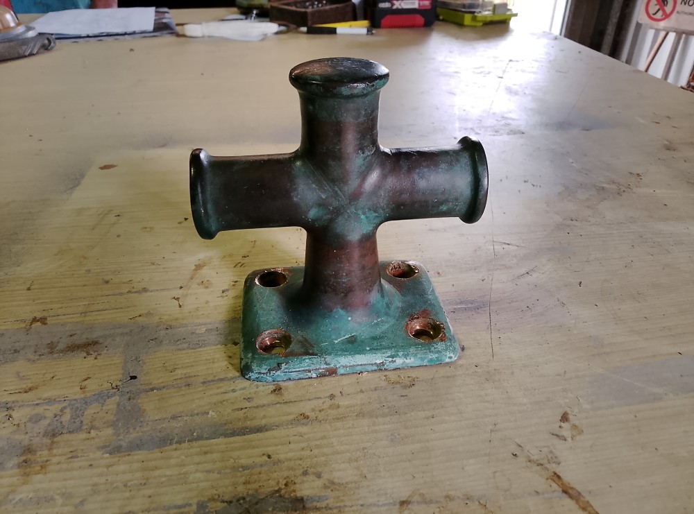 image of a large second bronze tee bollard 1940 era