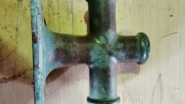 image of a large second bronze tee bollard 1940 era